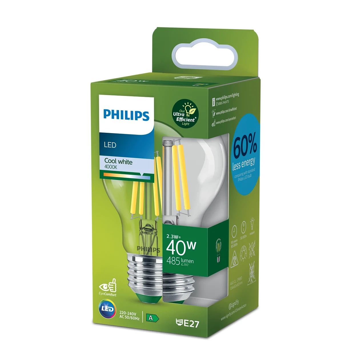LED CLA 40W A60 E27 4000K CL UE SRT4