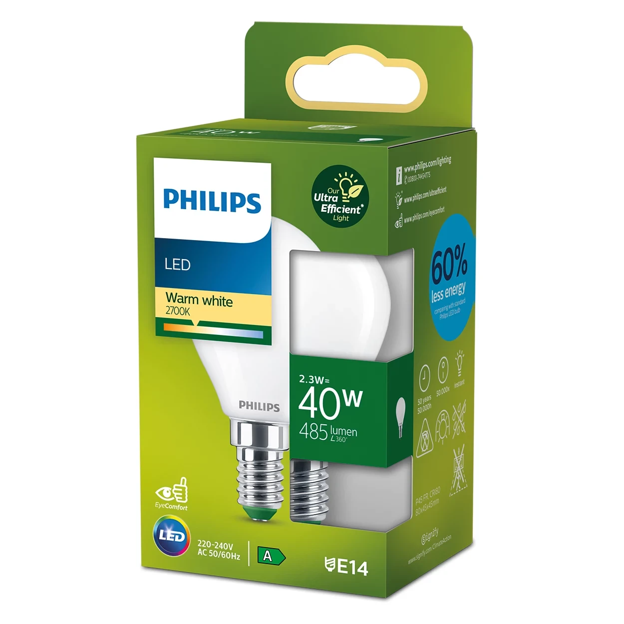 LED CLA 40W P45 E14 2700K FR UE SRT4
