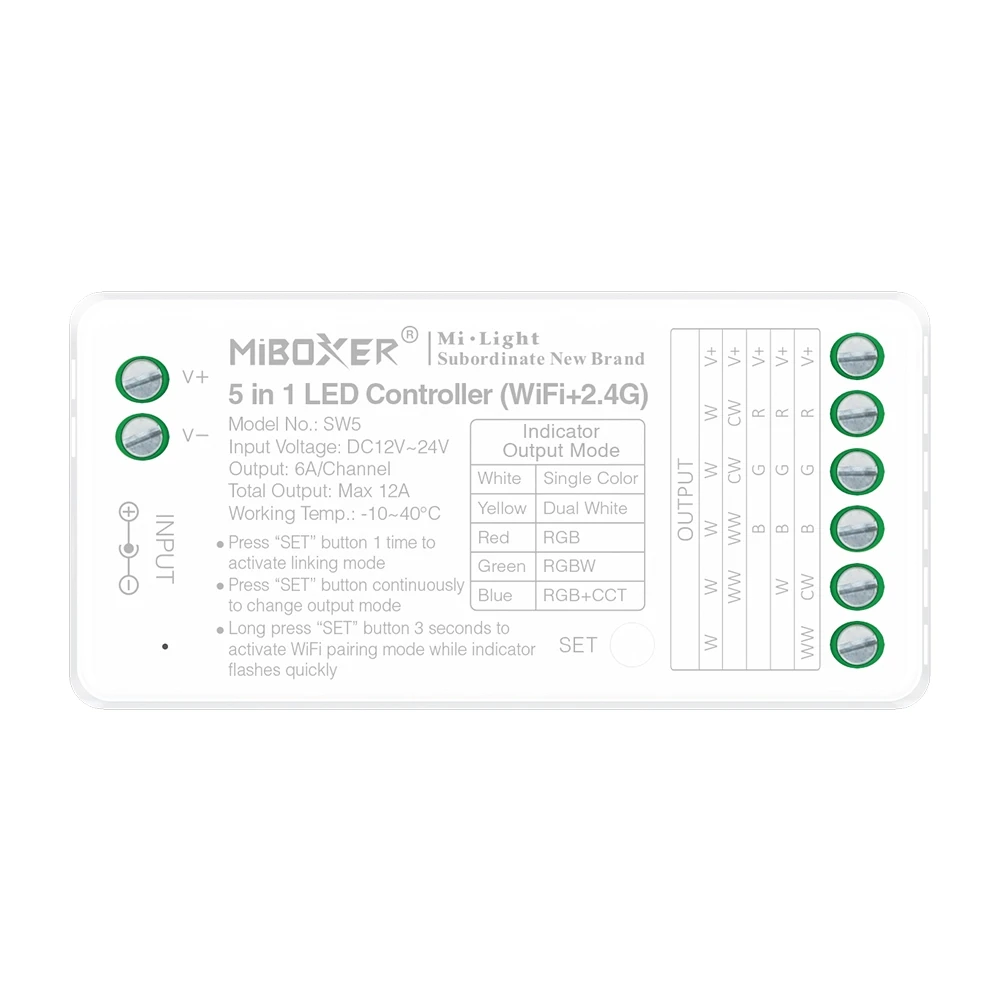 Mi-Light SW5 5-i-1 LED-controller (WiFi+2.4G)