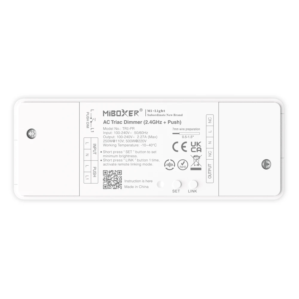 Mi-Light TRI-PR 500W AC Triac Dimmer (2.4GHz PUSH)
