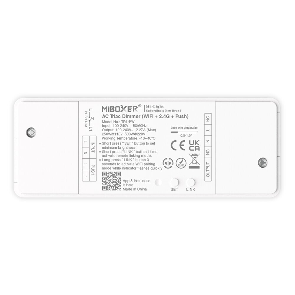 Mi-Light TRI-PW 500W AC Triac Dimmer (WiFi + 2.4GHz + Push)