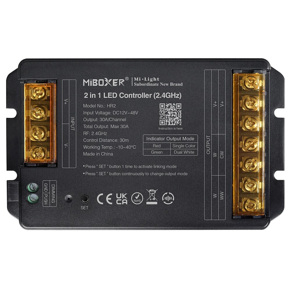 Mi-Light HR2 2 i 1 LED-controller Max 30A (2,4GHz + Push)