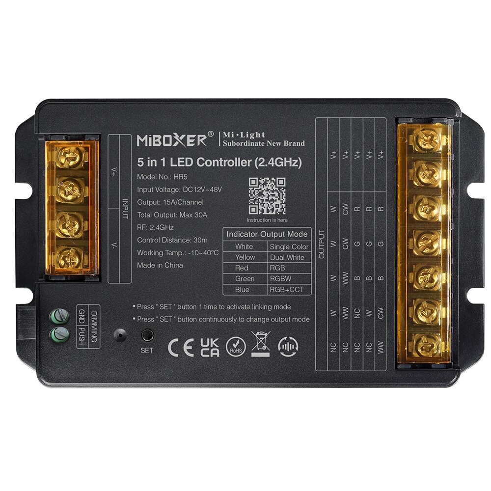 Mi-Light HR5 5 in 1 LED Controller Max 30A (2.4GHz + Push + DMX512)