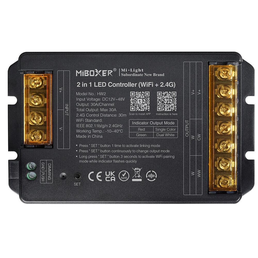 Mi-Light HW2 2 in 1 LED Controller Max 30A (WiFi + 2.4G + Push)