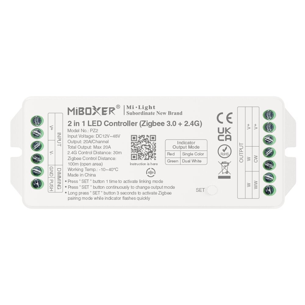 Mi-Light PZ2 2 in 1 LED Controller Max 20A (Zigbee 3.0 + 2.4G + Push)