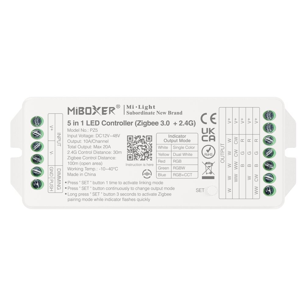 Mi-Light PZ5 5 in 1 LED Controller Max 20A (Zigbee 3.0 + 2.4G + Push + DMX512)