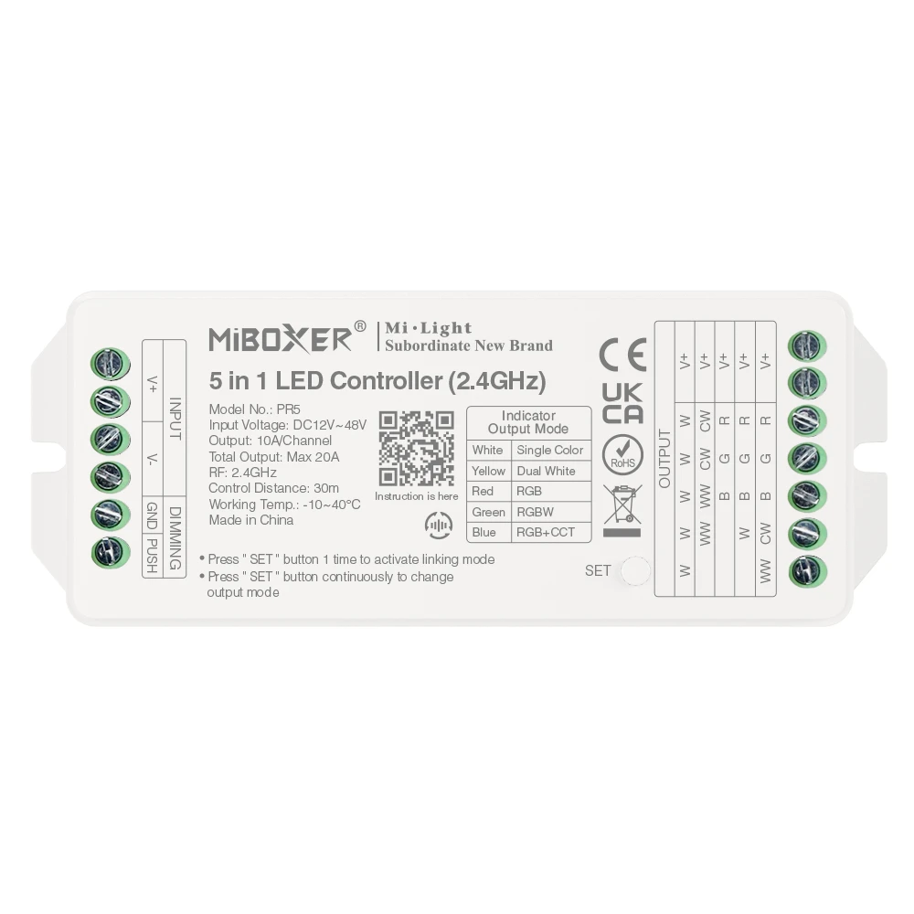 Mi-Light PR5 5 i 1 LED-controller max 20A (2,4GHz, DMX512)