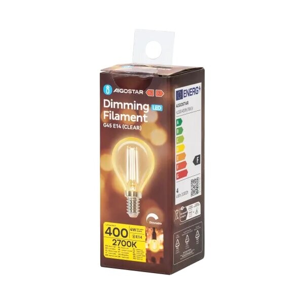 Dæmpbar filamentlampe LED 2700K G45 E14 4W 827