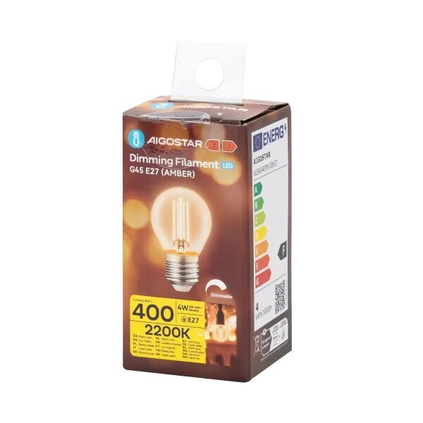 Dæmpbar filamentlampe LED 2200K G45 E27 4W 822