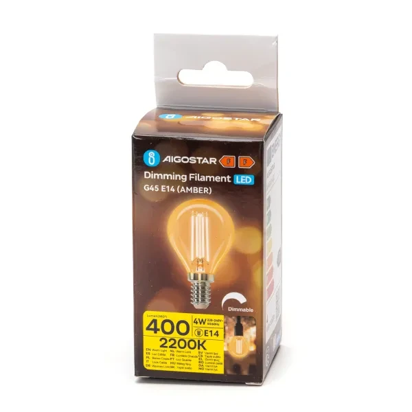 Dæmpbar filamentlampe LED 2200K G45 E14 4W 822