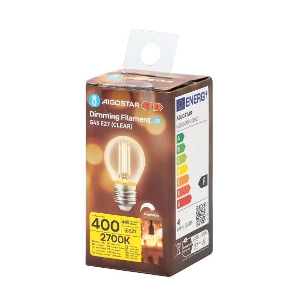 Dæmpbar filamentlampe LED 2700K G45 E27 4W 827