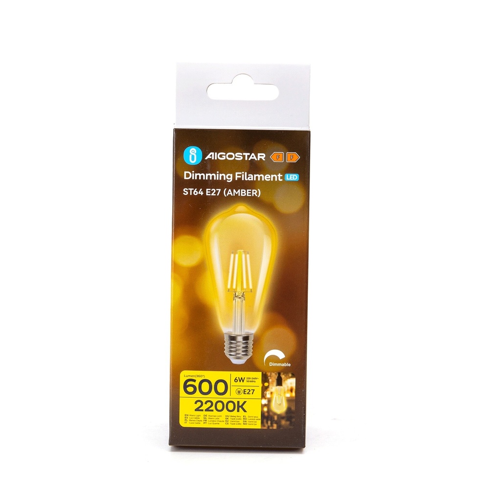 Dæmpbar filamentlampe LED 2200K ST64 E27 6W 822
