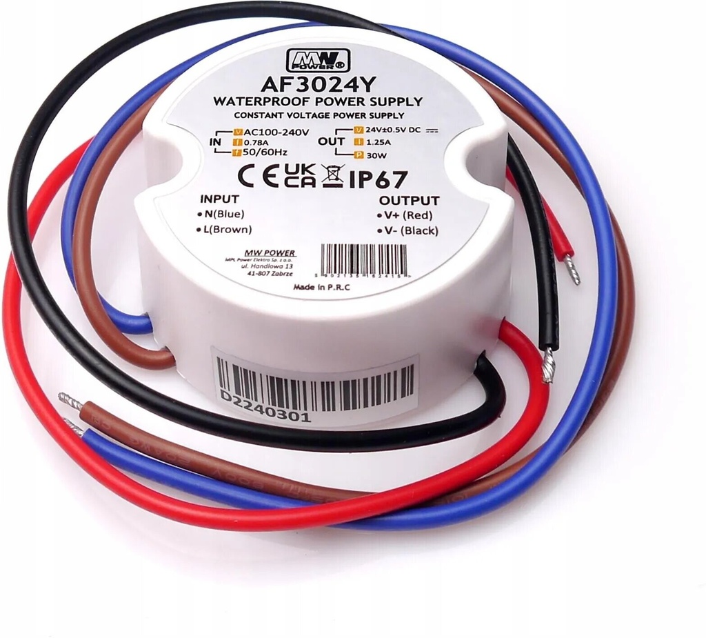 Constant Voltage transformer 30W 24V/1.25A IP67