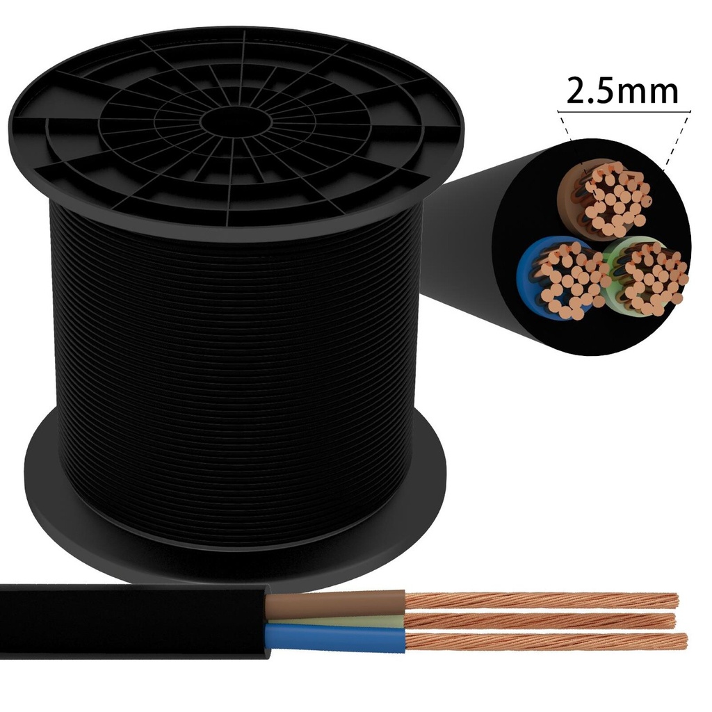 Kabel 3 x 2,5 mm² sort