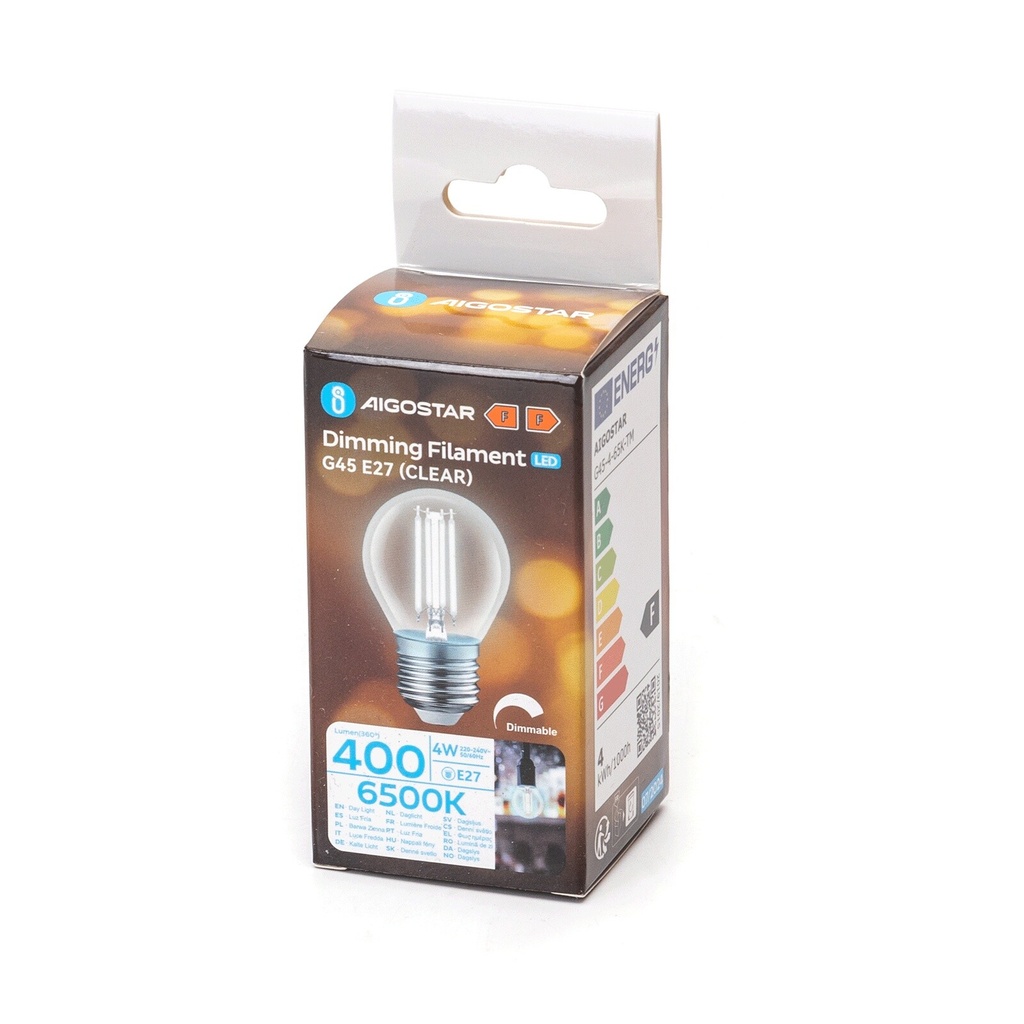 Dimmable filament LED 6500K G45 E27 4W 865