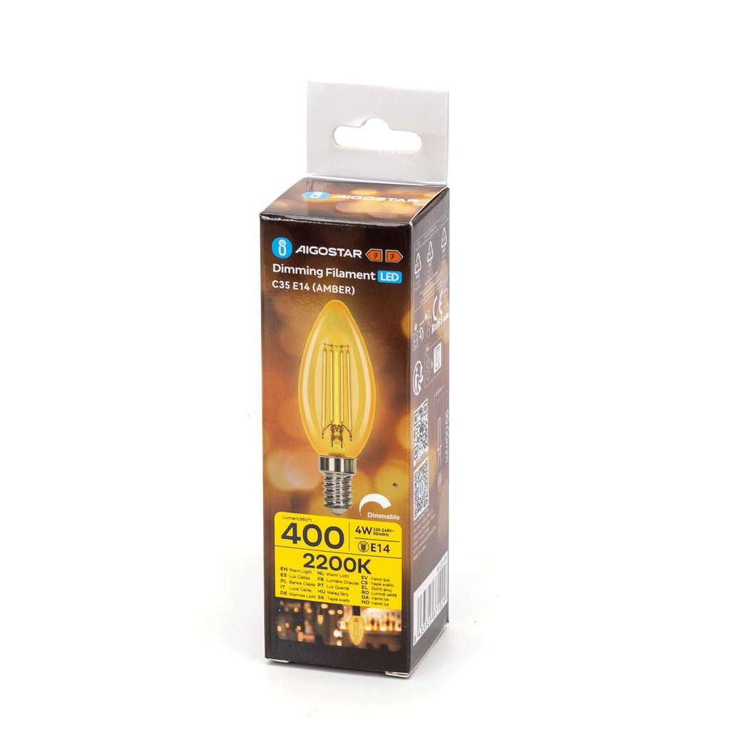 Dæmpbar filamentlampe LED 2200K C35 E14 4W 822