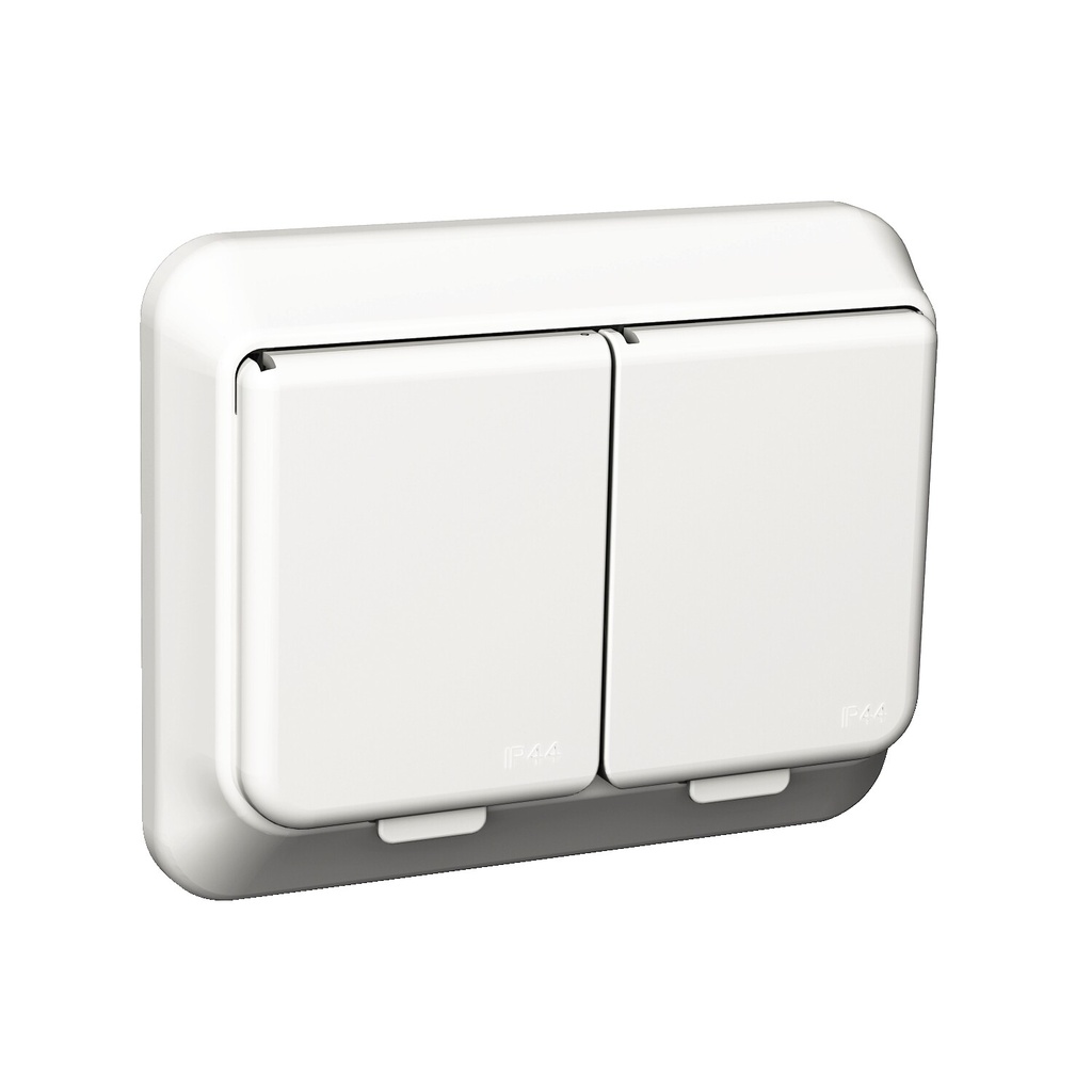 Exxact wall socket 2-v mj ip44 inf fast white