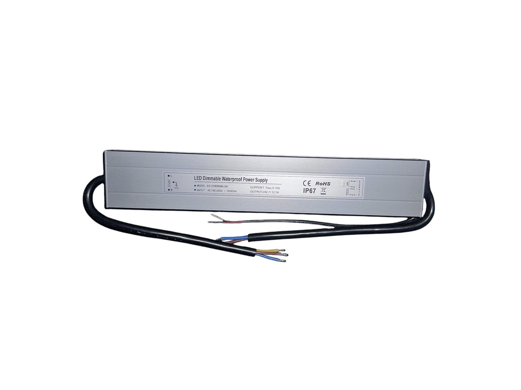 Dimmable constant voltage transformer 24V 300W 12.5A, Triac/0-10V IP67