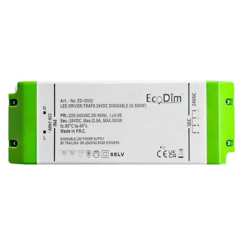 EcoDim ED-10102 300W dimmable transformer 24VDC