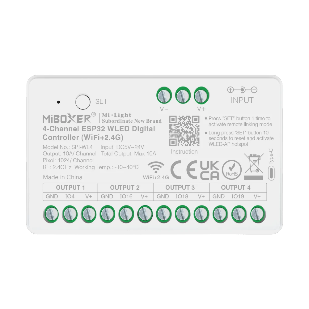 Mi-Light SPI-WL4 4-Channel ESP32 WLED Digital Controller (WiFi+2.4G)