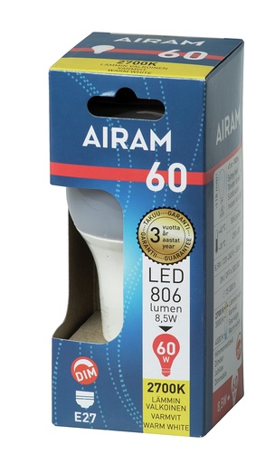 [244437] Airam LED A60 7,3W 2700K E27 DIM OP
