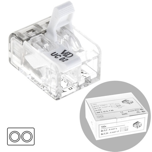 [031632] Lever Connector 2P 0.2-4.0mm² 100pack